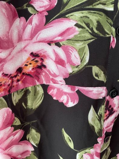 Curvewow black floral shirt dress plus size- New