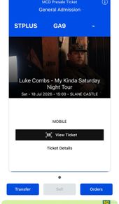 Luke combs standing plus ticket