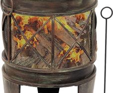 58cm Outdoor Fire Pit for Garden Fire Brazier Deep Large Capacity Fire Bowl with Spark Screen and Poker Extra Large Wood Burning Fire Basket Portable