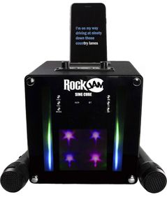 Singcube 5-Watt Rechargeable Bluetooth Karaoke Machine with Two Microphones, Voice Changing Effects & LED Lights, Black (FREE POSTAGE)