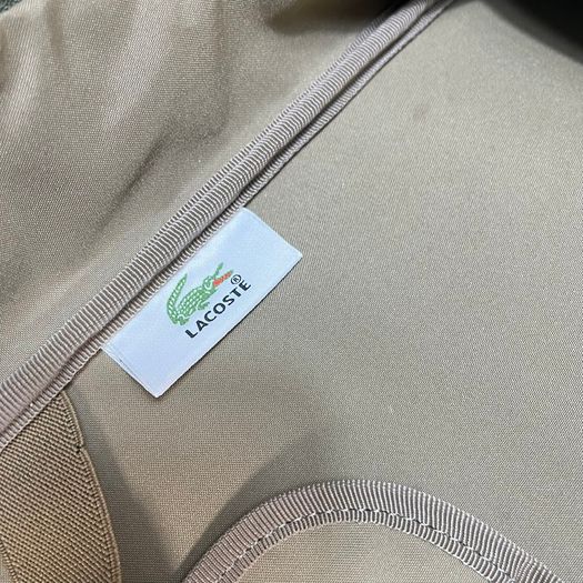 Lacoste Green and White Canvas Travel Bag with Shoulder Strap