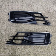 Gloss black and chrome front lower bumper fog light grilles