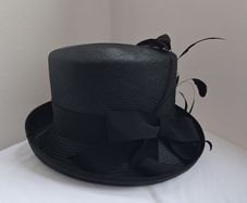 Black Hat with Bow & Feather Detail - Reduced Price