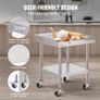 Stainless Steel Work Table 61x61 cm Commercial Food Prep Table W/ 4 Casters Image 2