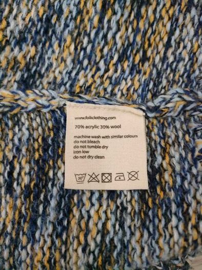 Folk Fisherman Wool Blend Crewneck Jumper Sweater Mens M/L