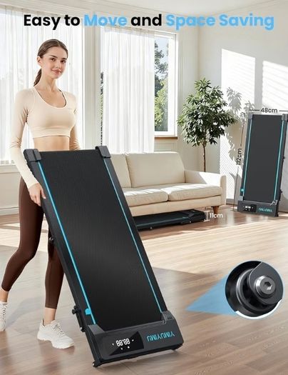 Under Desk Treadmill for Home, 2.75HP Quiet Portable Treadmill, Bluetooth App Magnetic Remote Control, 300LBS Capacity, LED Display