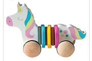 Wooden Pull Along Animal Unicorn
