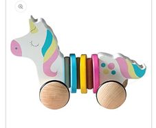 Wooden Pull Along Animal Unicorn