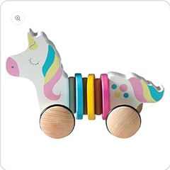 Wooden Pull Along Animal Unicorn