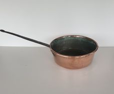 French large copper saucepan antique kitchenalia