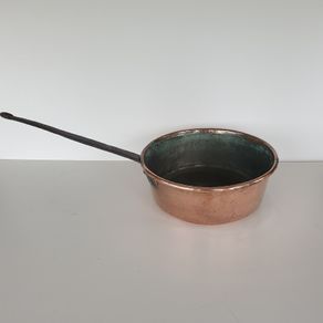 French large copper saucepan antique kitchenalia