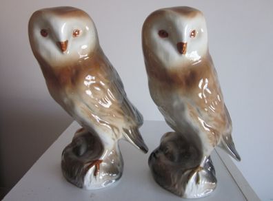 Pair of Vintage Porcelain Owls
