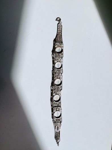 Vintage Delft Windmill Tourist Bracelet Mid Century Dutch Filigree 18cm