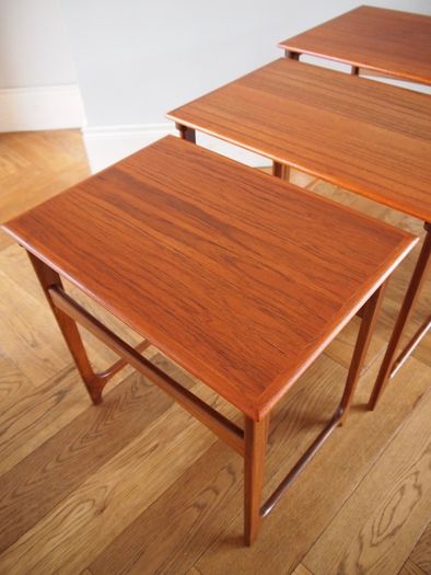Danish Mid Century Modern Teak Nest Of Tables / B.C. Mobler, Vejle, Denmark, Vintage 1960s