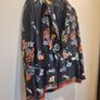 Vintage Zara Oriental Flower Print Navy Silk Jacket Image 2