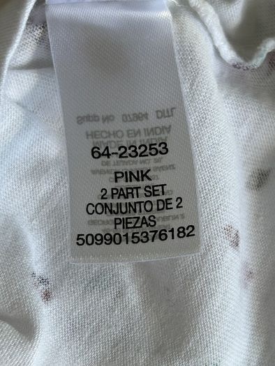 Baby Girls Pink & White Long-Sleeved Top & Dungarees , Age 9-12 months / EU 74cm.