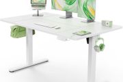 Electric Standing Desk with USB-A Charging Port 140 x 80 cm Height Adjustable Sit Stand 4 Custom Settings 80kg Max Load Stable Lifting Storage Hooks and Cable Management