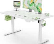 Electric Standing Desk with USB-A Charging Port 140 x 80 cm Height Adjustable Sit Stand 4 Custom Settings 80kg Max Load Stable Lifting Storage Hooks and Cable Management
