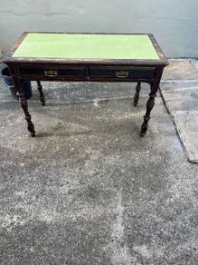 Victorian  green top , 2 drawers desk