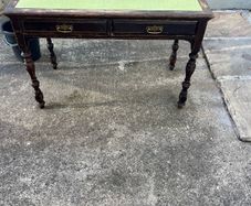 Victorian  green top , 2 drawers desk