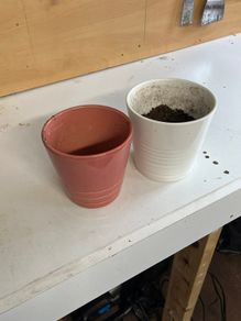 2 x Small Ceramic Plant Pots - Pink & White
