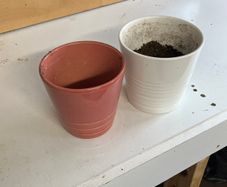 2 x Small Ceramic Plant Pots - Pink & White