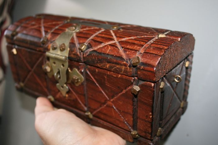 Antique Unusual Small Size Trunk -moneybox 8,2" x 3,4" H-4"