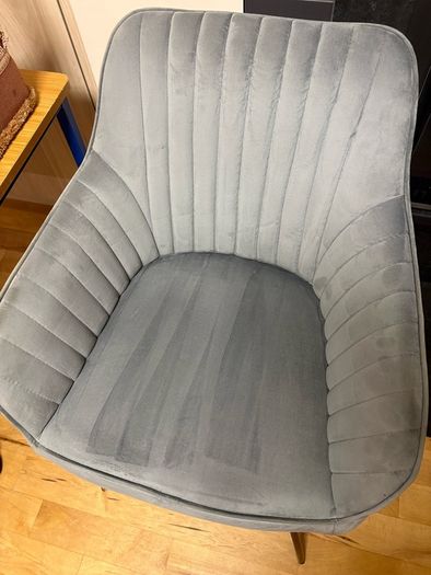 Grey Velvet Accent Swivel Chair with Gold Legs