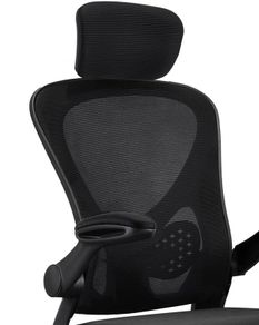 Adjustable headrest office chair, high-back ergonomic computer swivel seat with lumbar support, height adjustment, 360 rotation, tilt function, and 90 flip-up armrests for home office