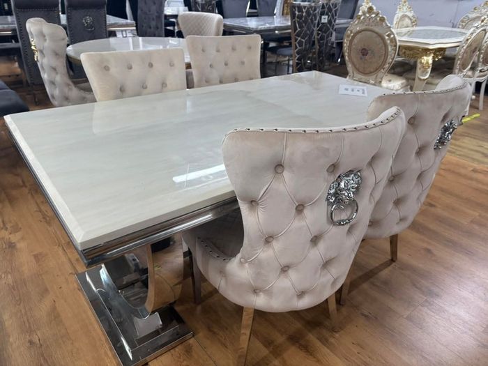 Marble Kitchen Dining Table With 6 Chairs