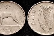 [#1251] - Ireland 1966 | 6 Pence | Wolfhound | KM.13a | UNC