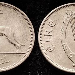 [#1251] - Ireland 1966 | 6 Pence | Wolfhound | KM.13a | UNC