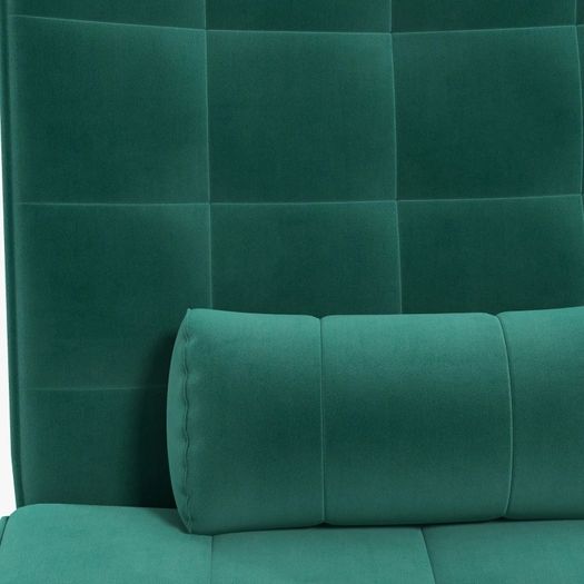 Accent Chair with Footstool Set, Tufted Upholstered Armless Lounge Chair with Pillow and Steel Legs for Living Room, Bedroom, Green