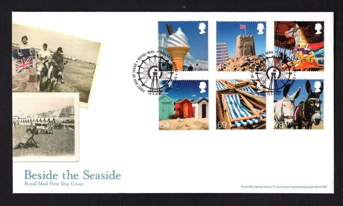 2007 Great Britain Tourism - Beside the Seaside Commemorative Stamps addressed First Day Cover (FDC) with Edinburgh pictorial cancel