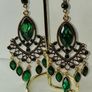 Gold Emerald Waterfall Bohemia Vintage Style Earrings Image 6