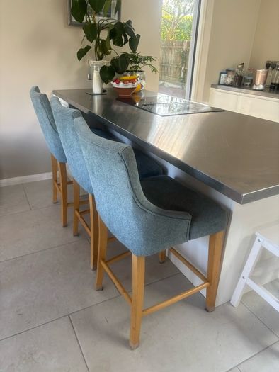 3 x upholstered bar stools chairs