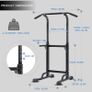 Pull Up & Dip Station Dip Stand Power Tower, Adjustable Height Home Strength Training Fitness Workout Station, With tension rope Image 3