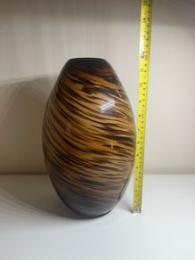 Brown and Beige thick Glass vase