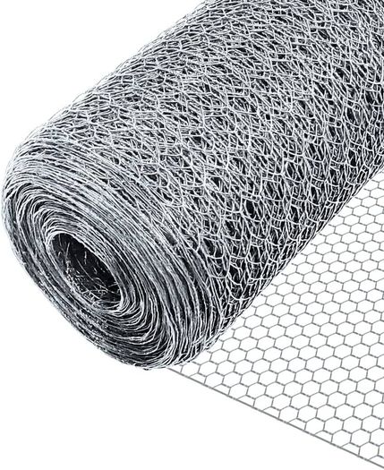 Chicken Wire Mesh Roll, Galvanized Hexagonal Wire Mesh Fencing, Wire Poultry Netting, 1m x 50m, Hole Size: 25mm, Silver