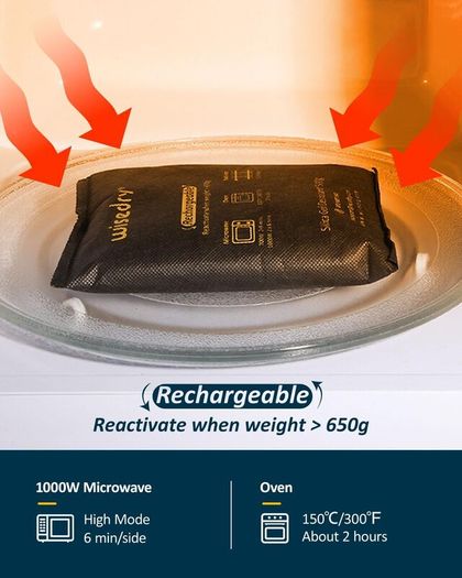 Silica Gel Packets Car Dehumidifier Bag Reusable, 1kg [2 x 500 Gram] Microwave Fast Reactivated Desiccant Sachets Eliminates Foggy Damp Windscreen, Moisture Absorber for Car, Caravan, Van