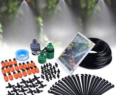 Irrigation System Greenhouse Watering Systems 1/4 INCH 50FT DIY Auto Drip Irrigation Kit Garden Accessories Automatic Irrigation Equipment for Plants/Lawn