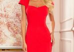Red Midi dress with a nice neckline Pencil Dress