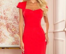 Red Midi dress with a nice neckline Pencil Dress