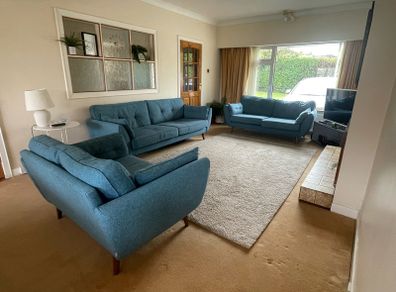 French Connection DFS Zinc Sofa Suite in Teal - 4 seater, 3 seater & Cuddler