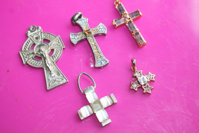 Collection of 5 Crosses Jesus Christian Onyx Zirconia Others 5cm , 3,5cm