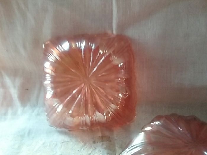 Two Good Square Carnival Glass Serving Dishes