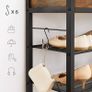 Shoe rack, 4 grid shelves, for 14 pairs of shoes, raised side edges, for sneakers, high heels, slippers, industrial style, vintage-brown-black Image 3