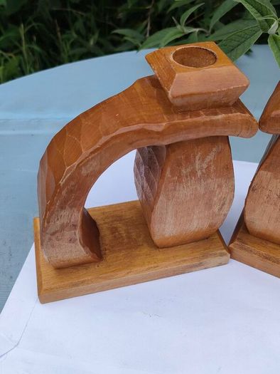 Vintage Hand carved Norwegian candlesticks