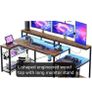 181CM L Shaped Corner Desk with Power Outlets LED Lights Gaming Desk Image 2