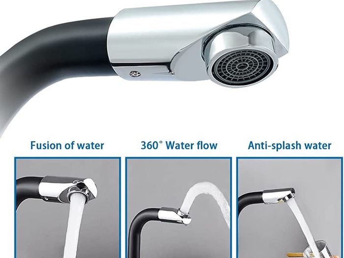 Black Kitchen Mixer Tap Dual Lever with 360 Degree Aerator, Swivel Kitchen Bridge Taps 2 Hole Sink Monobloc Faucet, 180mm Centres Deck Mounted with G1/2 Hose UK Standard Fittings MULTIPLE COLOURS AVAILABLE (FREE POSTAGE)